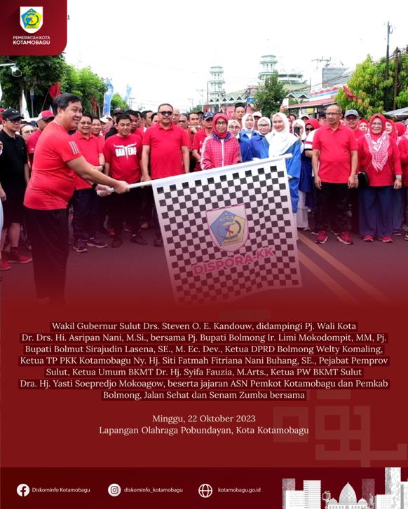 Wagub Sulut Lepas Jalan Sehat di Kotamobagu, Bersama PJ Wali Kota dan Tinjau Gerakan Pangan Murah.