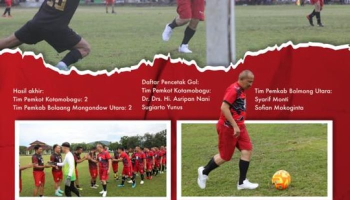 PJ Wali Kota Lihai Main Bola, Asripan Nani Cetak Gol Berlaga Dengan Pemkab Bolmut.