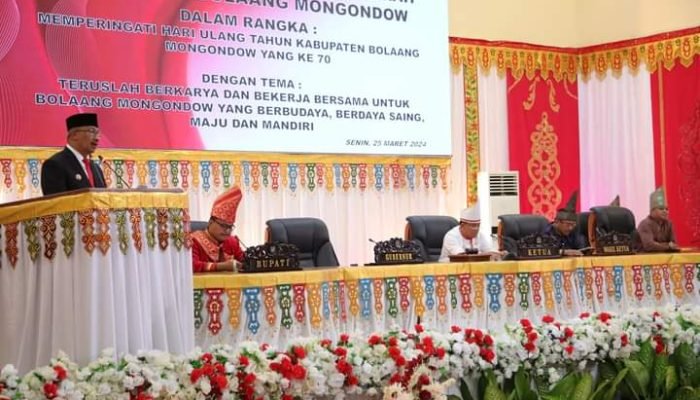 Rapat Paripurna HUT ke-70 Kabupaten Bolmong, Asripan Nani Wakili Gubernur.