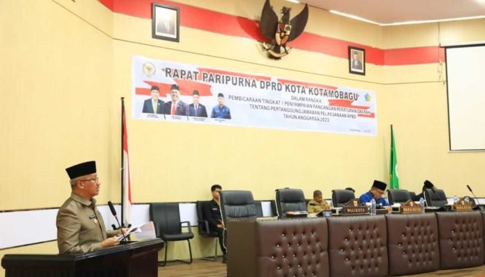 Pj Walikota Kotamobagu Sampaikan Ranperda Pertanggungjawaban Pelaksanaan Anggaran 2023.