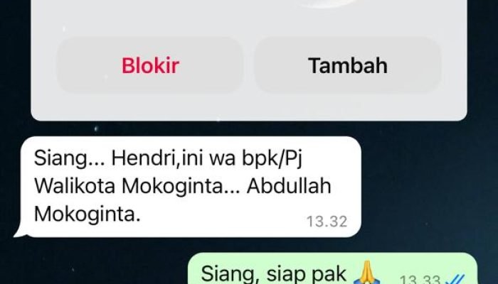 Waspada! Penipu Catut Nama Abdullah Mokoginta Minta Uang Lewat WA.
