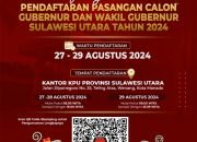 KPU Sulut Umumkan Pendaftaran Pasangan Calon Gubernur dan Wakil Gubernur Tahun 2024