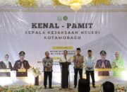 Wali Kota Kotamobagu, Weny Gaib didampingi perwakilan Pimpinan Daerah se-Bolaang Mongondow Raya saat sambutan dalam acara 'kenal pamit' Kajari Kotamobagu di Hotel Sutan Raja, Senin (28/7/2025) malam.