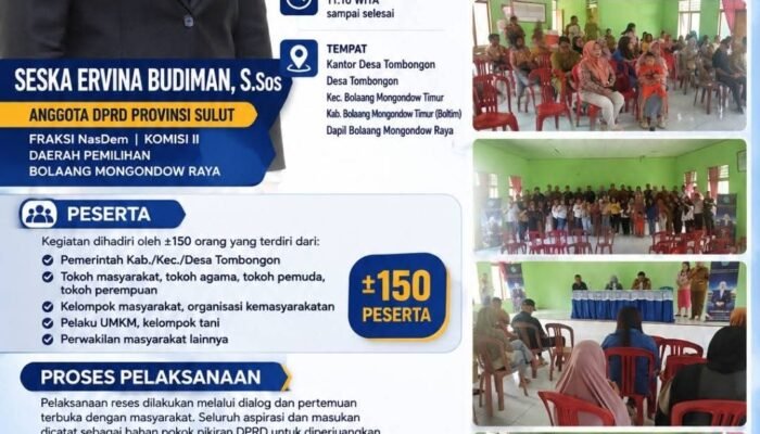 Seska Ervina Budiman Jaring Aspirasi Warga Boltim: Siap Perjuangkan IPR, Jalan Trans, hingga Pemasaran UMKM