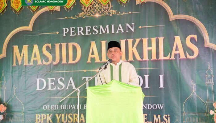 Resmikan Masjid Al-Ikhlas Tungoi 1, Bupati Bolmong Yusra Alhabsyi: Tolak Ukur Kemakmuran Masjid Bukan Kemegahan Fisik