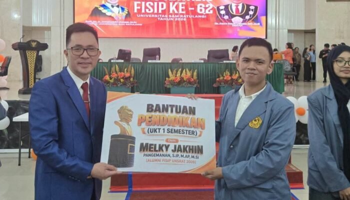 Aksi Nyata Alumni, Melky Jakhin Pangemanan Tanggung UKT Mahasiswa Baru di Dies Natalis ke-62 FISIP Unsrat