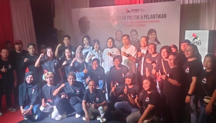 Dihadiri Langsung Tatong Bara dan Monica Tambajong,  Pengurus Ranting PSI Se-Kecamatan Singkil Manado Resmi Dilantik